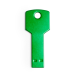Memoria USB en colores de aluminio brillante en forma de llave color verde cuarta vista