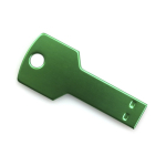 Memoria USB en colores de aluminio brillante en forma de llave color verde primera vista