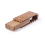 USB de madera de bambú con mecanismo giratorio protector color marrón segunda vista