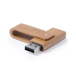 USB de madera de bambú con mecanismo giratorio protector color marrón primera vista