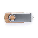 Memoria USB de madera de bambú con clip metálico giratorio color marrón oscuro segunda vista