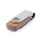 Memoria USB de madera de bambú con clip metálico giratorio color marrón oscuro tercera vista