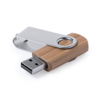 Memoria USB de madera de bambú con clip metálico giratorio color marrón oscuro cuarta vista