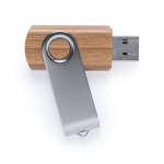 Memoria USB de madera de bambú con clip metálico giratorio color marrón oscuro quinta vista