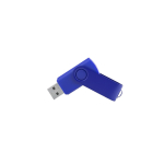 Memoria USB de cuerpo suave y clip metálico giratorio brillante color azul primera vista