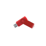 Memoria USB de cuerpo suave y clip metálico giratorio brillante color rojo primera vista