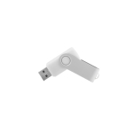 Memoria USB de cuerpo suave y clip metálico giratorio brillante color blanco primera vista