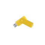 Memoria USB de cuerpo suave y clip metálico giratorio brillante color amarillo primera vista