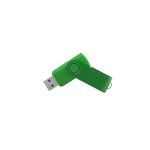Memoria USB de cuerpo suave y clip metálico giratorio brillante color verde primera vista