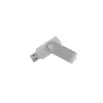 Memoria USB de cuerpo suave y clip metálico giratorio brillante color plateado primera vista