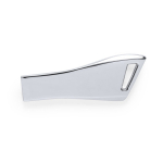 USB de metal con diseño innovador y ranura para colgarlo color plateado brillante segunda vista