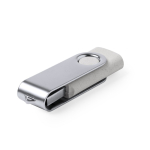 Memoria USB de caña de trigo con clip de metal giratorio color gris claro tercera vista