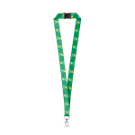 Lanyard de poliéster reciclado con cierre de seguridad y mosquetón color blanco