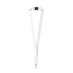 Lanyard de poliéster reciclado con cierre de seguridad y mosquetón color blanco