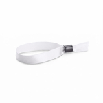 Pulsera lanyard de poliéster fabricada en UE con cierre de seguridad color blanco