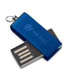 Memoria USB de aluminio y tamaño mini con formato giratorio color azul real imagen con logo 4