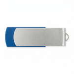 Memoria USB hecha de plástico con clip de aluminio giratorio color azul