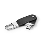 USB fabricado en PU con clip de mosquetón metálico incluido color negro tercera vista