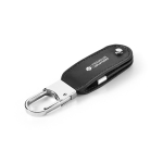 USB fabricado en PU con clip de mosquetón metálico incluido color negro imagen con logo