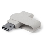 Memoria USB de caña de trigo con carcasa giratoria protectora color natural primera vista