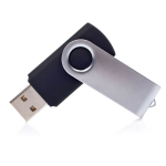 Memoria USB fabricada en ABS con clip de metal giratorio color negro