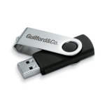 Memoria USB fabricada en ABS con clip de metal giratorio color negro
