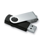Memoria USB fabricada en ABS con clip de metal giratorio color negro