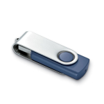 Memoria USB fabricada en ABS con clip de metal giratorio color azul