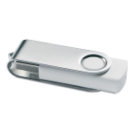 Memoria USB fabricada en ABS con clip de metal giratorio color blanco
