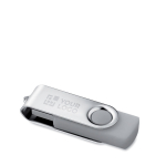 Memoria USB fabricada en ABS con clip de metal giratorio color gris vista de impresión