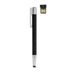 Bolígrafo USB hecho a medida aluminio con punta táctil y tinta negra color negro