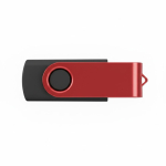USB hecho a medida con acabado de goma y con clip metálico de color color rojo