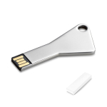 USB hecho a medida de aluminio en forma llave triangular con agujero color plateado en caja