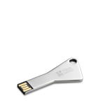 USB hecho a medida de aluminio en forma llave triangular con agujero color plateado vista principal