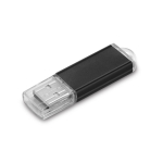 USB hecho a medida con cuerpo de aluminio y tapón transparente color negro