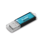 USB hecho a medida con cuerpo de aluminio y tapón transparente color negro