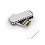 USB de metal hecho a medida retráctil disponible en acabado cromado color plateado en caja