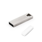 USB hecho a medida de aluminio modelo mini en color cromo satinado color plateado brillante en caja