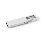 Memoria USB de metal rectangular hecha a medida con mosquetón color plateado