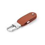 Memoria USB hecha a medida de cuero PU con mosquetón de gancho color marrón