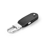 Memoria USB hecha a medida de cuero PU con mosquetón de gancho color negro