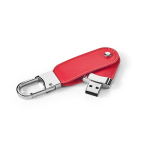 Memoria USB hecha a medida de cuero PU con mosquetón de gancho color rojo