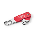 Memoria USB hecha a medida de cuero PU con mosquetón de gancho color rojo