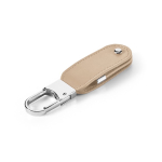 Memoria USB hecha a medida de cuero PU con mosquetón de gancho color beige