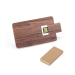 Tarjeta USB hecha a medida en madera de nogal personalizable color madera oscura en caja