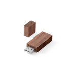 Memoria USB hecha a medida con carcasa de madera de nogal y tapón color madera oscura
