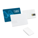 USB hecho a medida en formato tarjeta totalmente personalizable color blanco en caja