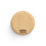 Memoria USB redonda hecha a medida en fibra de trigo y plástico color natural