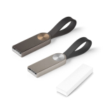 Memoria USB hecha a medida de metal con empuñadura de silicona color gris topo en caja