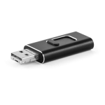 USB hecho a medida de metal 4 funciones en 1 con clip retráctil color negro